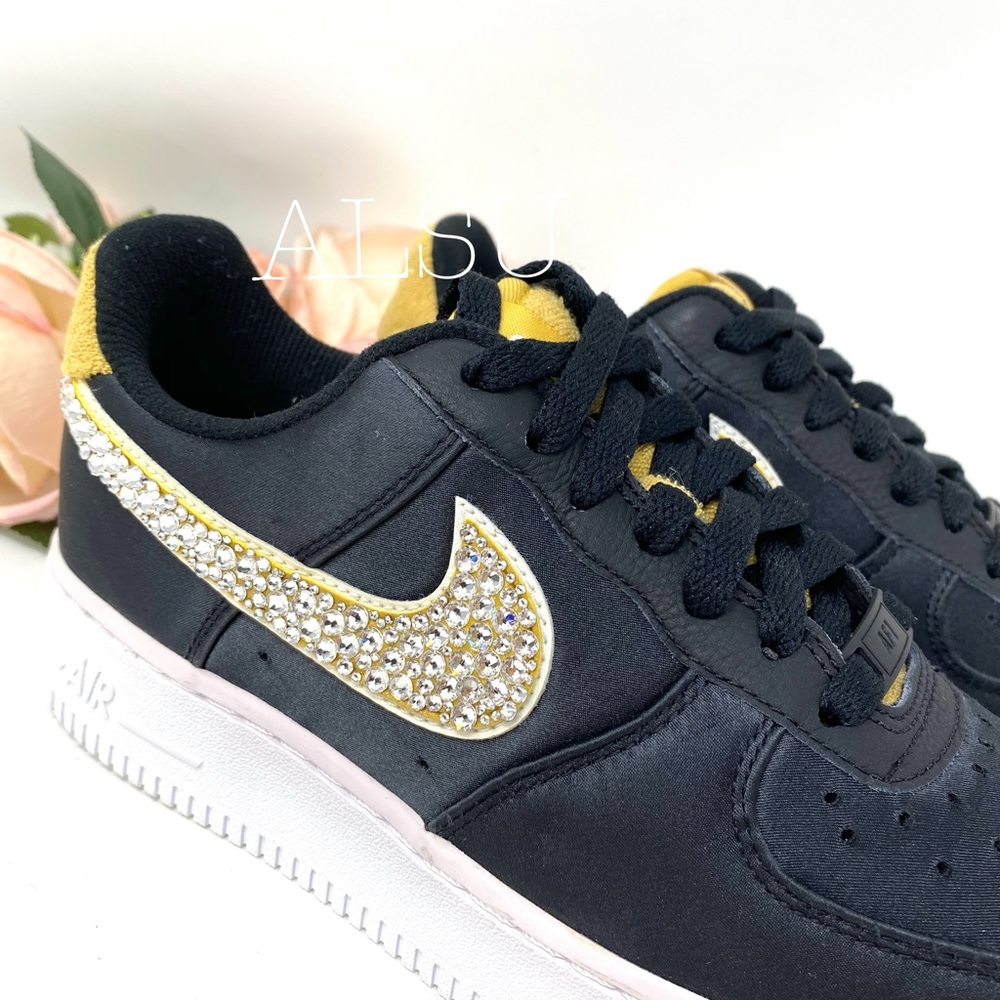 Nike & Swarovski Air Force 1 Canvas Black Yellow W - Picture 6 of 8